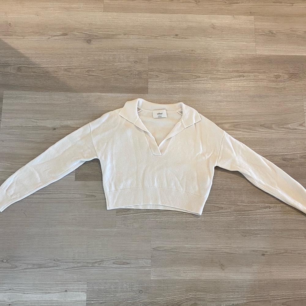 Wilfred Cream Collared Cropped Sweater
